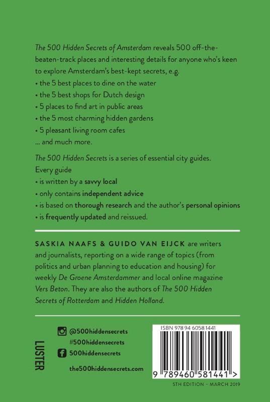 Achterkant van The 500 hidden secrets of Amsterdam
