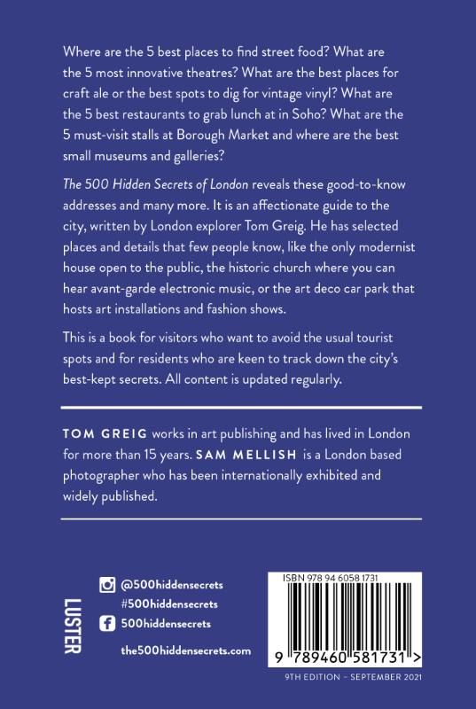 Achterkant van The 500 hidden secrets of London
