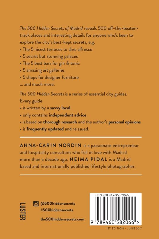 Achterkant van The 500 hidden secrets of Madrid