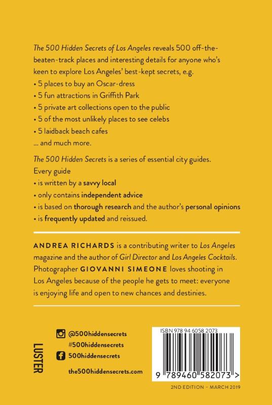Achterkant van The 500 hidden secrets of Los Angeles