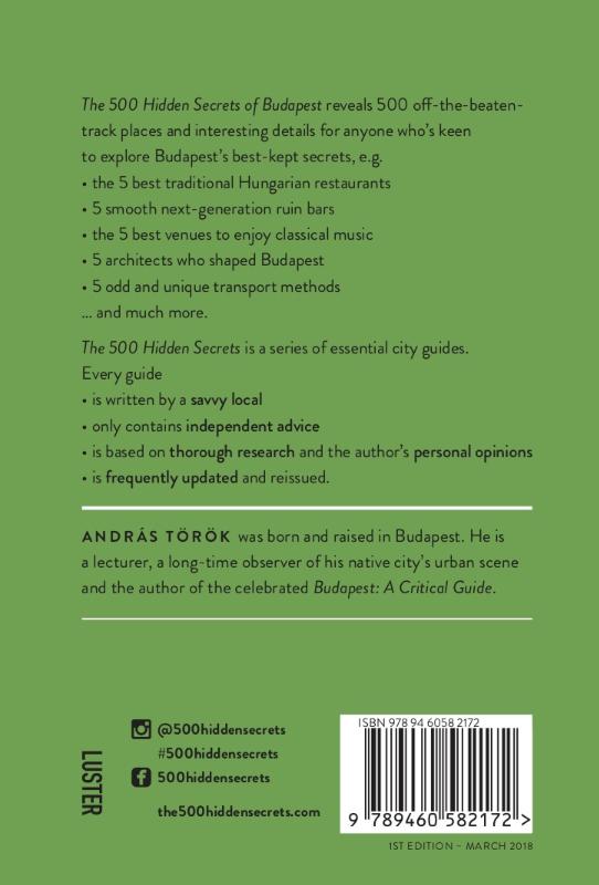 Achterkant van The 500 Hidden Secrets of Budapest