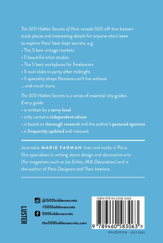 Achterkant van The 500 Hidden Secrets of Paris