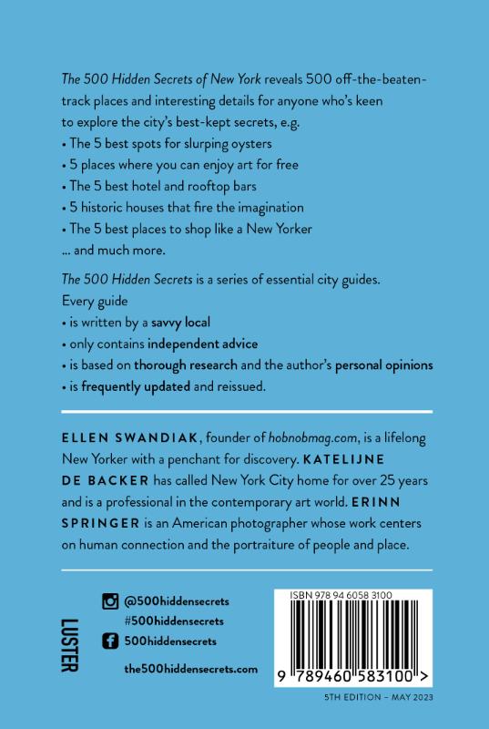 Achterkant van The 500 Hidden Secrets of New York