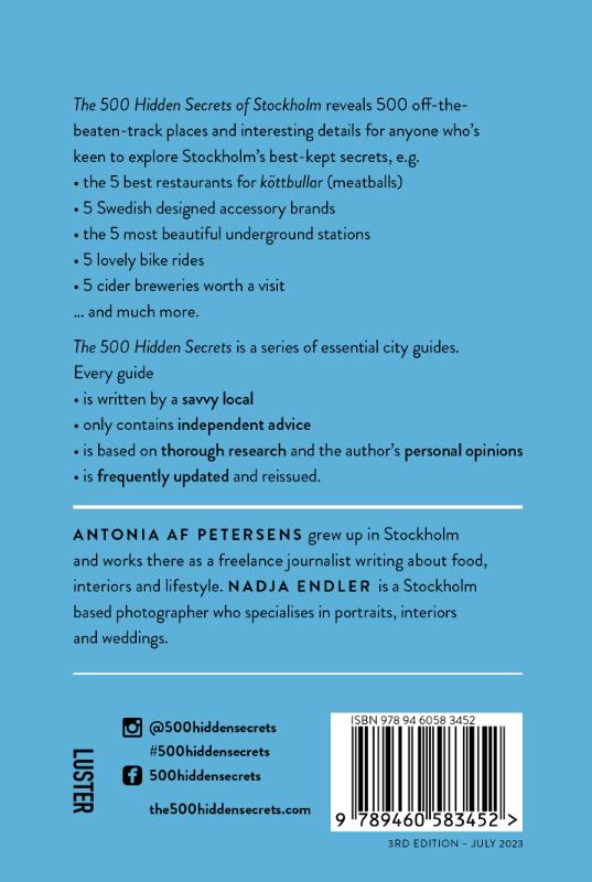 Achterkant van The 500 hidden secrets of Stockholm