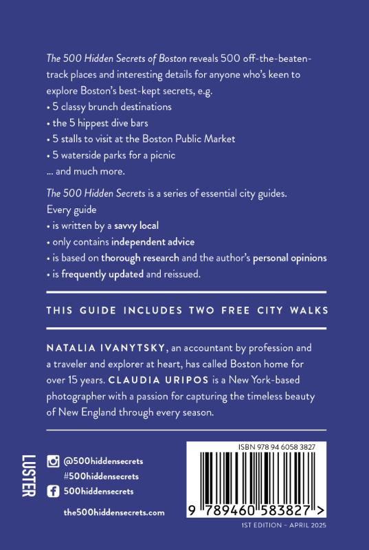 Achterkant van The 500 hidden secrets of Boston