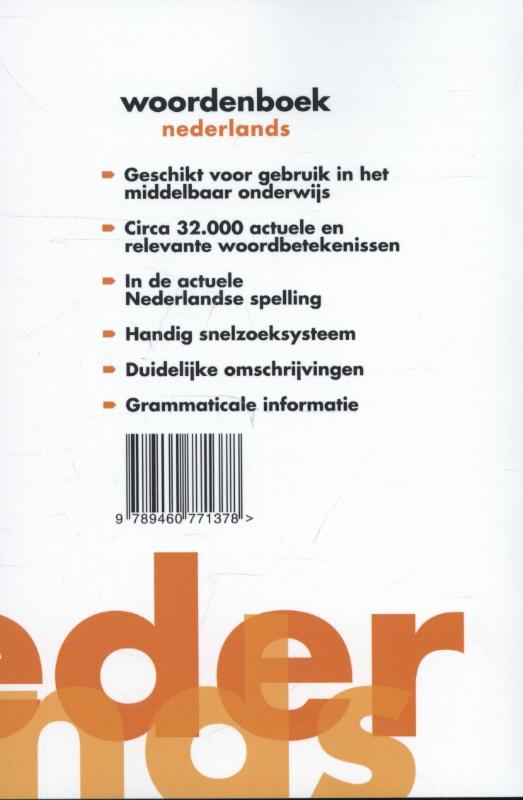 Achterkant van Woordenboek Nederlands