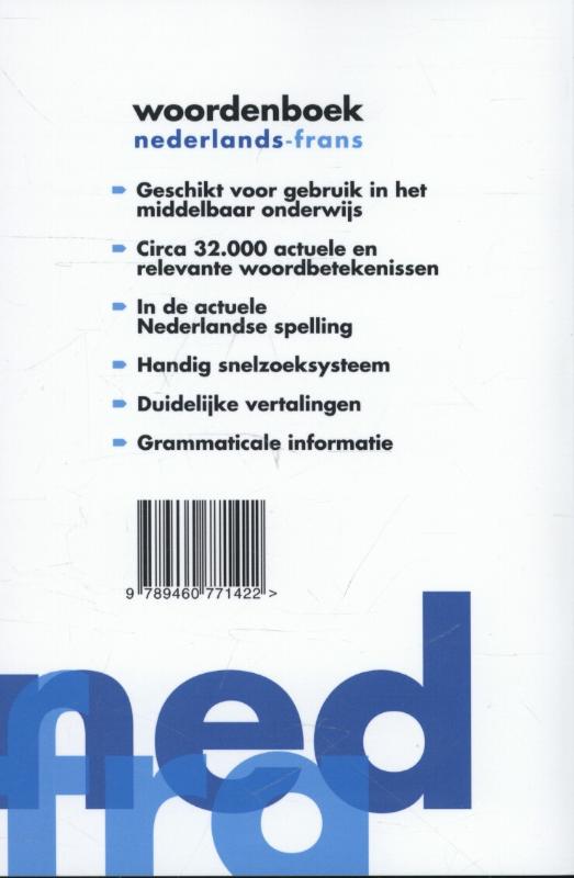 Achterkant van Woordenboek Nederlands-Frans