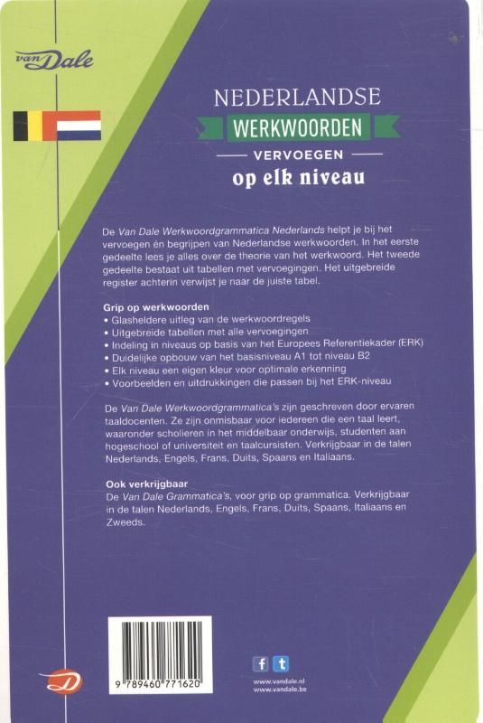 Achterkant van Van Dale Werkwoordgrammatica Nederlands