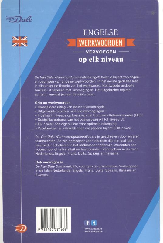 Achterkant van Van Dale Werkwoordgrammatica Engels