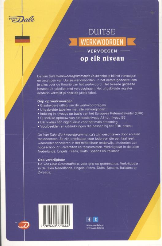 Achterkant van Van Dale Werkwoordgrammatica Duits