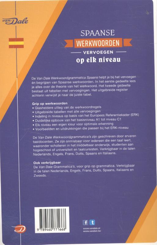 Achterkant van Van Dale Werkwoordgrammatica Spaans