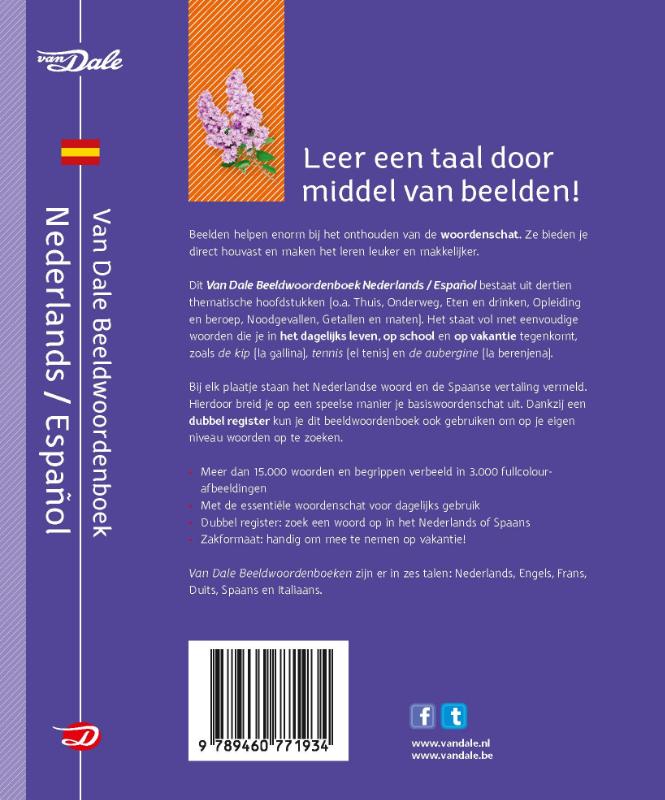 Achterkant van Van Dale Beeldwoordenboek Nederlands/Español