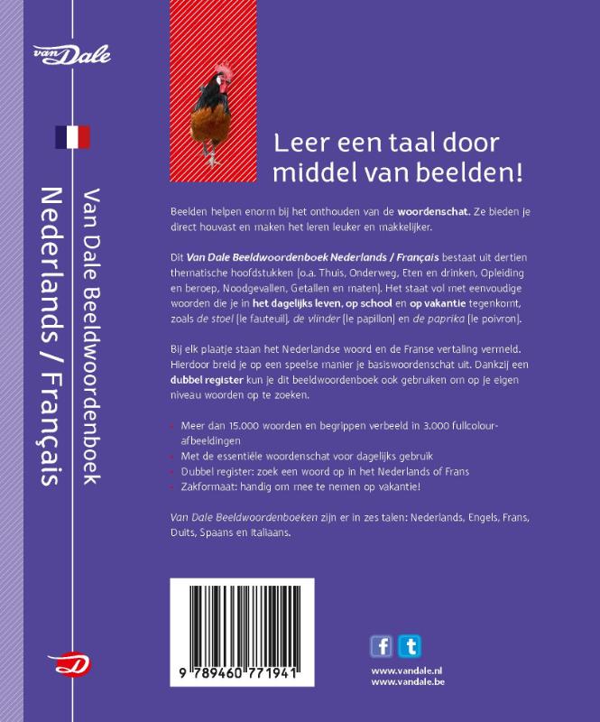 Achterkant van Van Dale Beeldwoordenboek Nederlands/Français