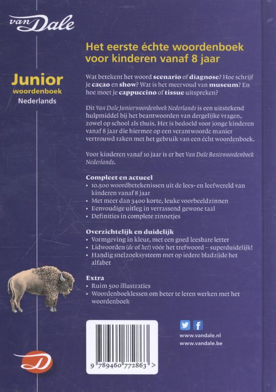 Achterkant van Van Dale Juniorwoordenboek Nederlands