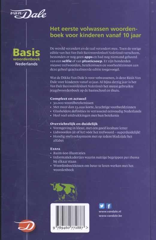 Achterkant van Van Dale Basiswoordenboek Nederlands