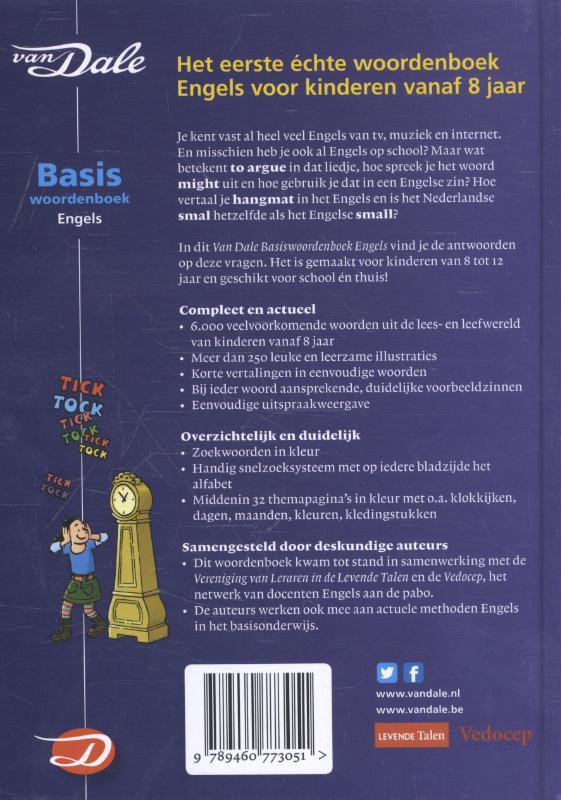 Achterkant van Van Dale Basiswoordenboek Engels