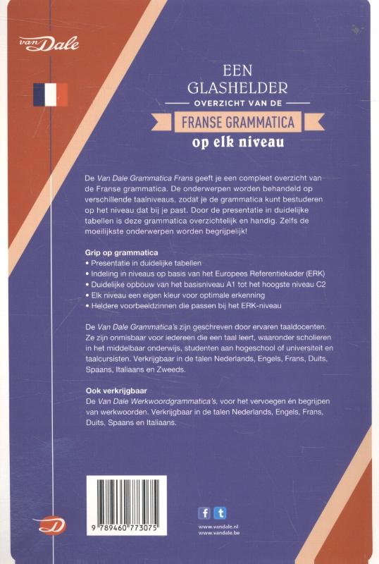 Achterkant van Van Dale Grammatica Frans