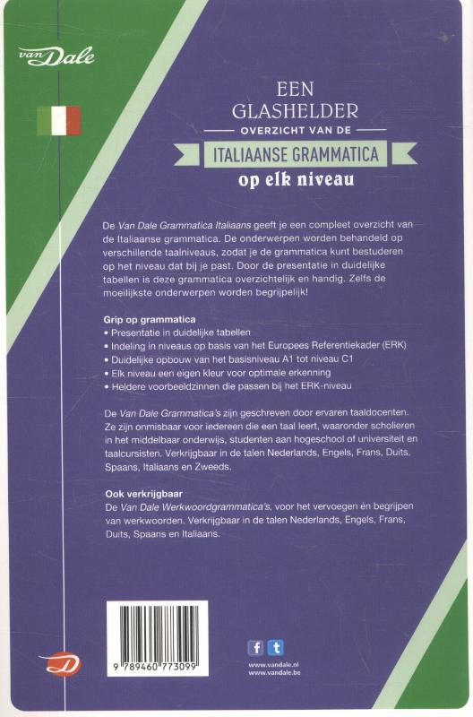 Achterkant van Van Dale Grammatica Italiaans