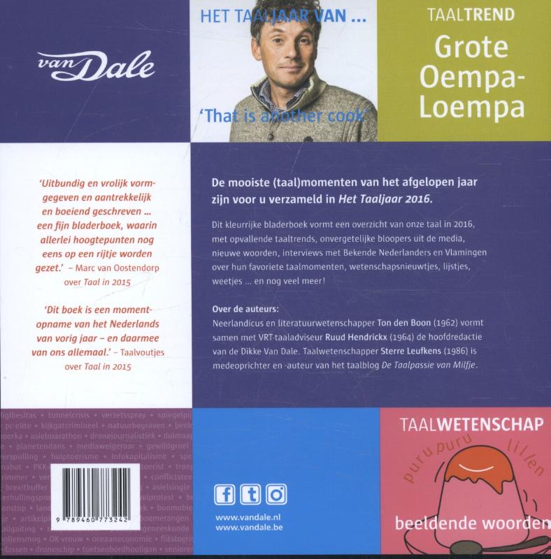 Achterkant van Het Taaljaar 2016