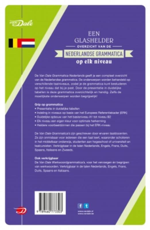 Achterkant van Van Dale grammatica Nederlands