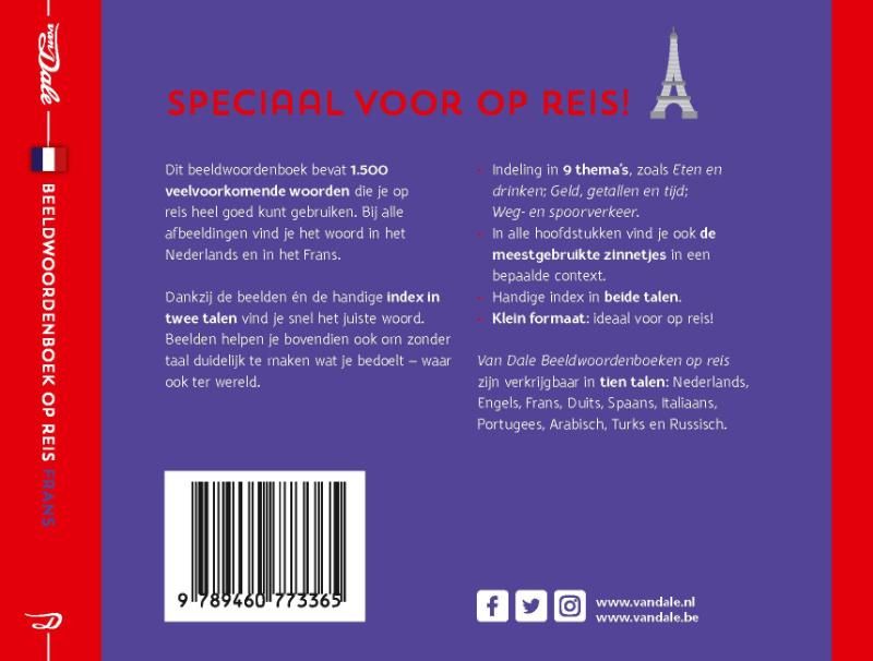 Achterkant van Van Dale Beeldwoordenboek op reis - Frans
