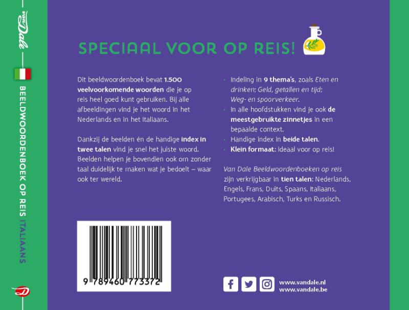 Achterkant van Van Dale Beeldwoordenboek op reis - Italiaans