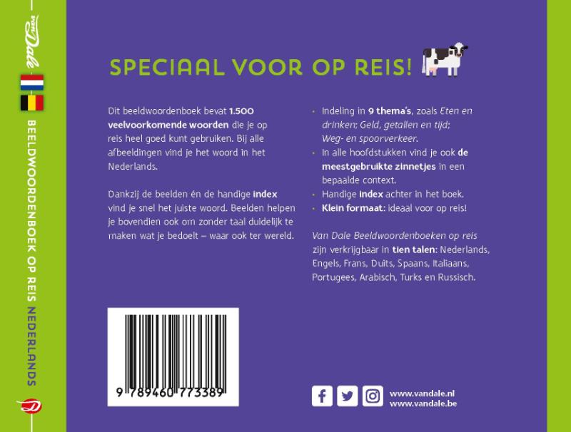 Achterkant van Van Dale Beeldwoordenboek op reis - Nederlands