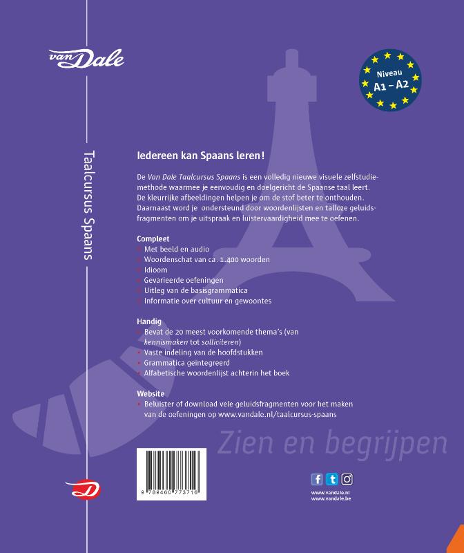 Achterkant van Van Dale Taalcursus Spaans