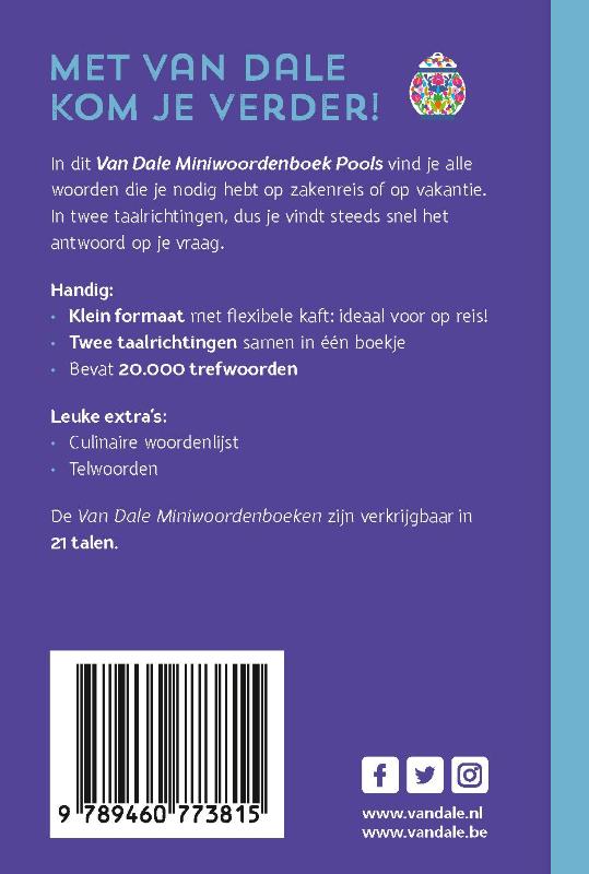 Achterkant van Van Dale Miniwoordenboek Pools