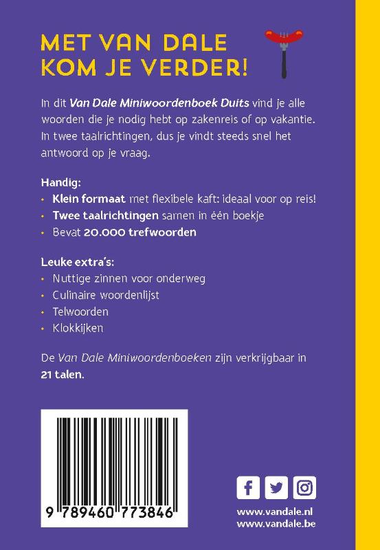 Achterkant van Van Dale Miniwoordenboek Duits