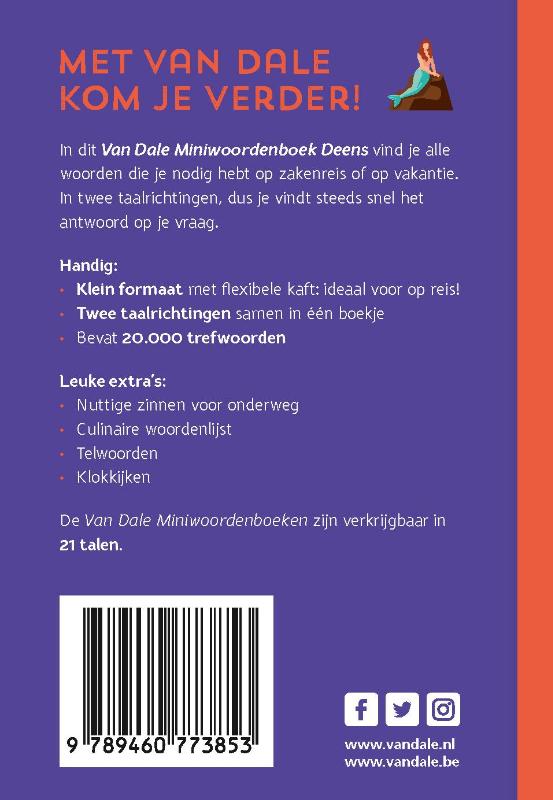 Achterkant van Van Dale Miniwoordenboek Deens