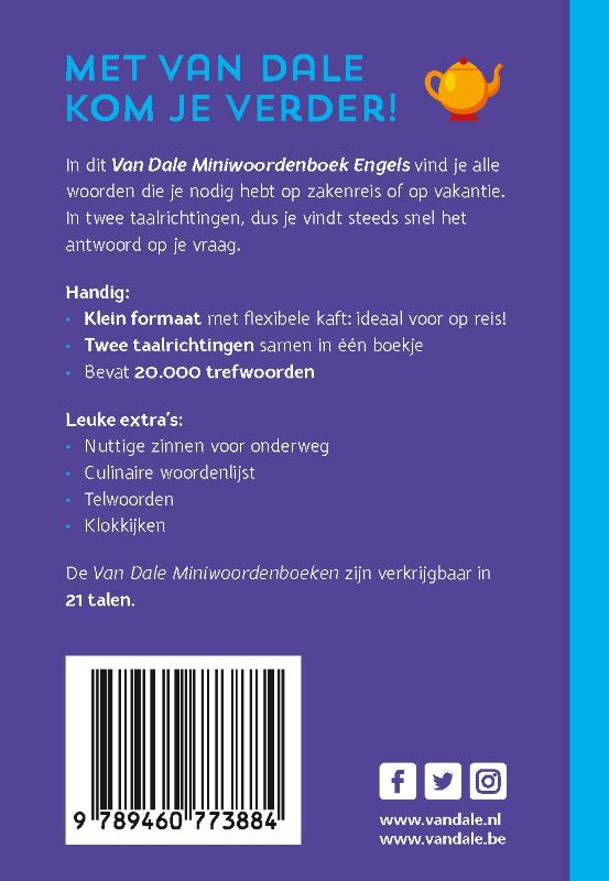 Achterkant van Van Dale Miniwoordenboek Engels