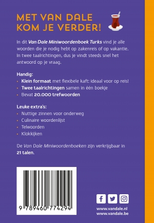 Achterkant van Van Dale Miniwoordenboek Turks