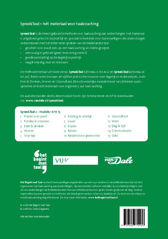 Achterkant van SpreekTaal 2 Geld