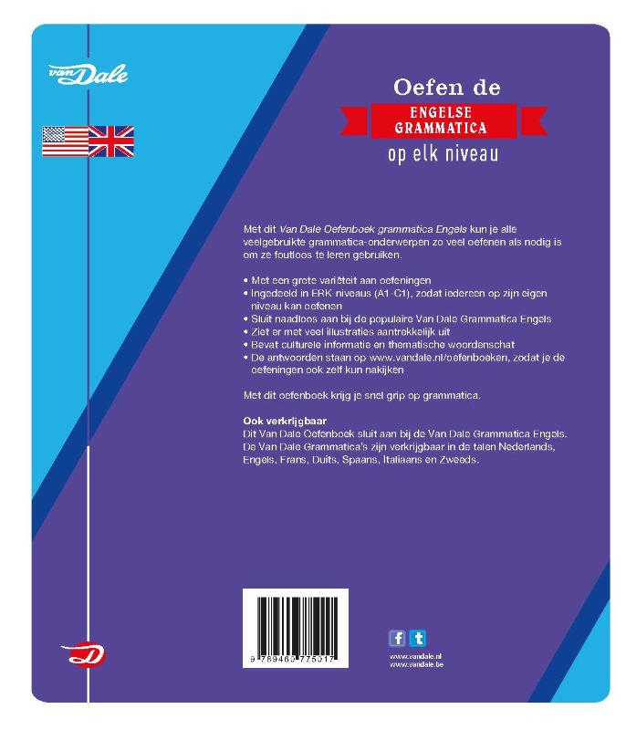Achterkant van Van Dale Oefenboek grammatica Engels