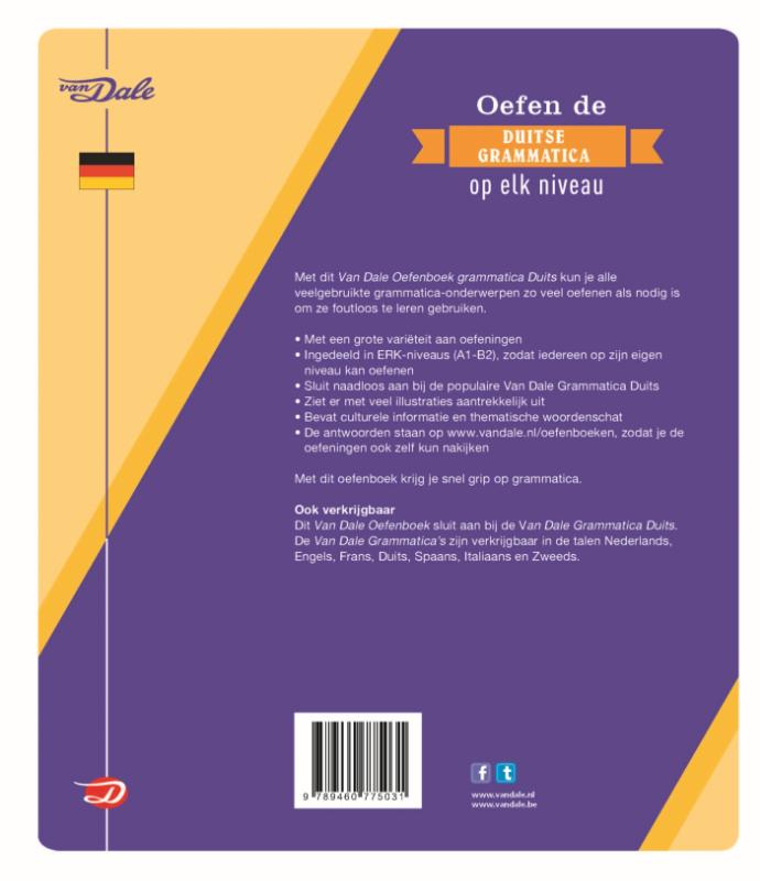 Achterkant van Van Dale Oefenboek grammatica Duits
