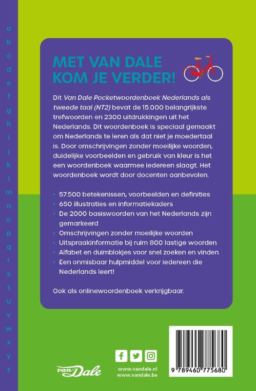 Achterkant van Van Dale Pocketwoordenboek Nederlands als tweede taal (NT2)