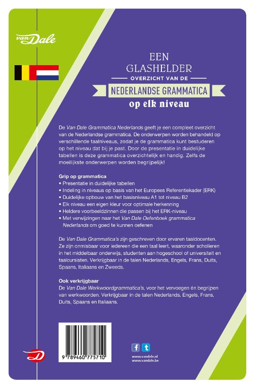 Achterkant van Van Dale Grammatica Nederlands