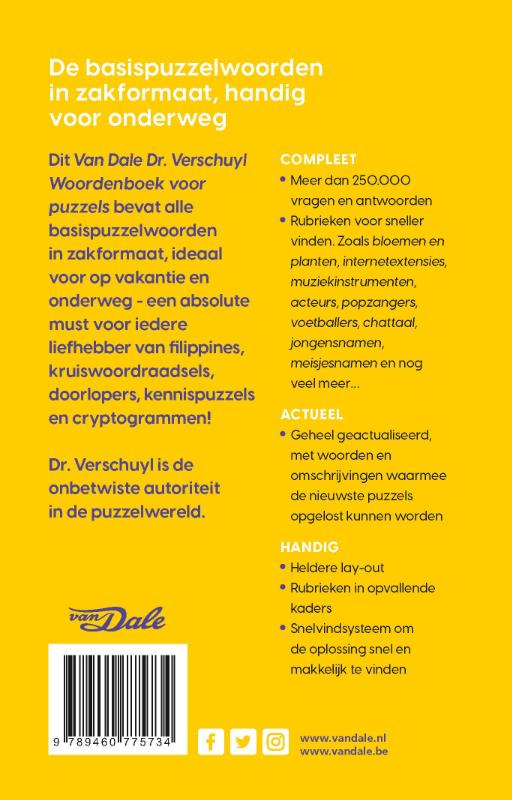 Achterkant van Van Dale Woordenboek voor puzzels - klein