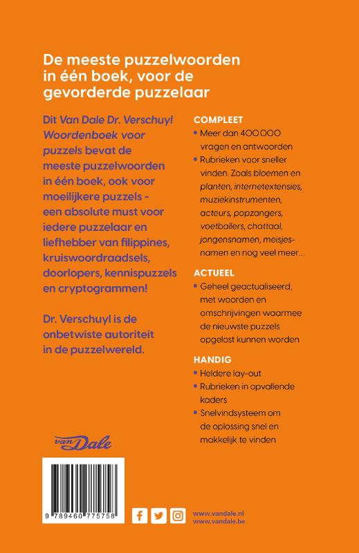 Achterkant van Van Dale Woordenboek voor puzzels - Groot
