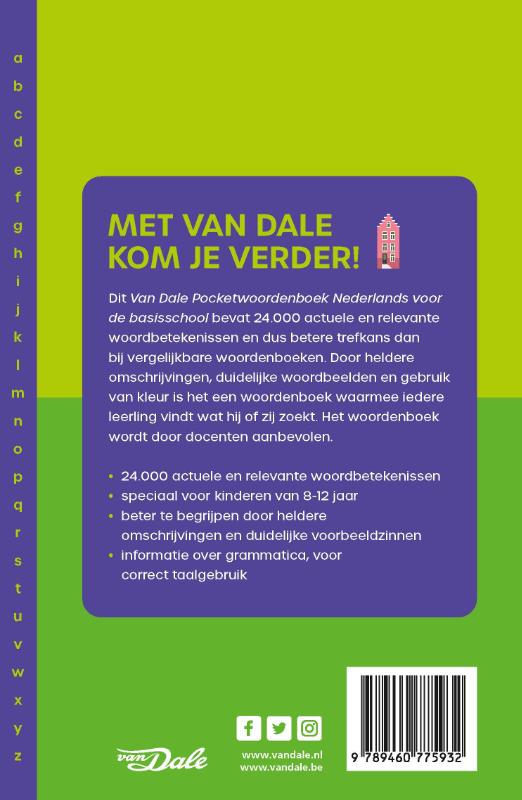 Achterkant van Van Dale Pocketwoordenboek Nederlands voor de basisschool