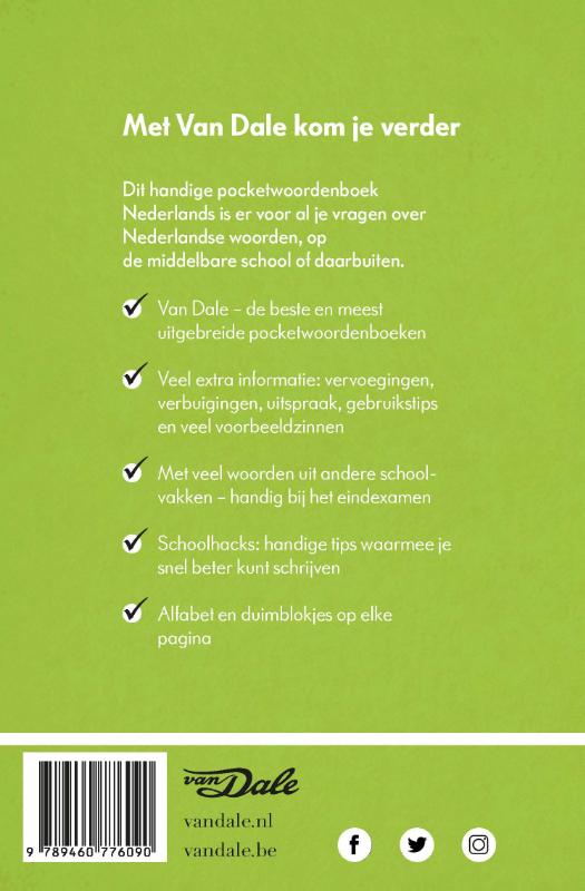 Achterkant van Van Dale Pocketwoordenboek Nederlands