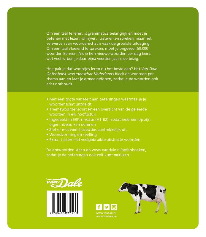 Achterkant van Van Dale Oefenboek woordenschat Nederlands