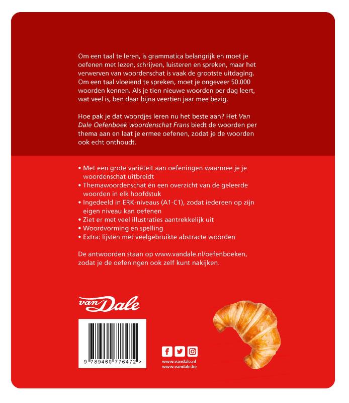 Achterkant van Van Dale Oefenboek woordenschat Frans