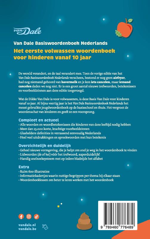 Achterkant van Van Dale Basiswoordenboek Nederlands