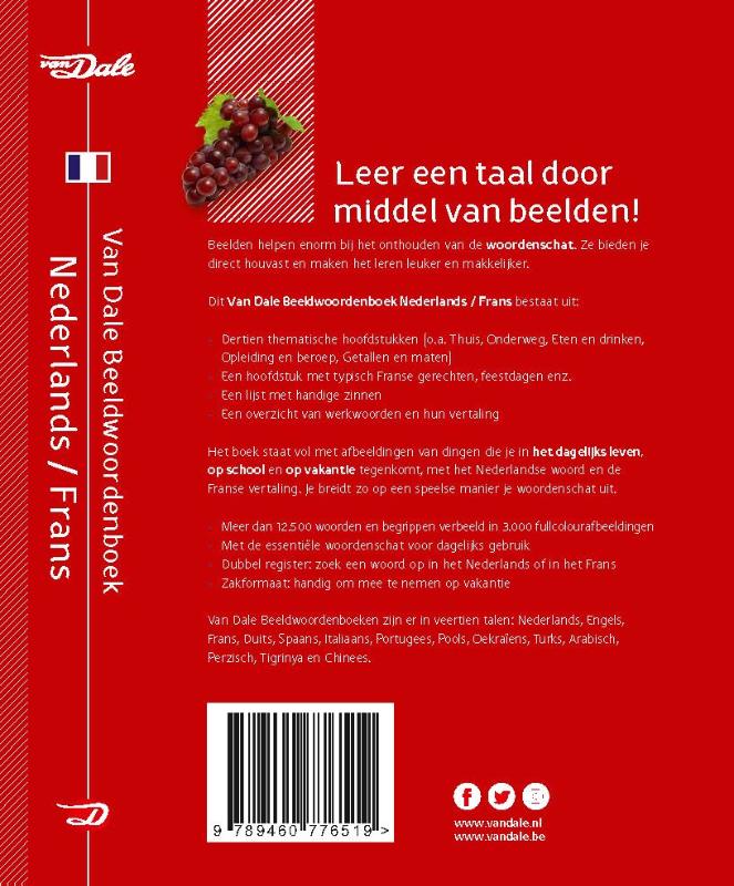 Achterkant van Van Dale beeldwoordenboek Nederlands/Frans