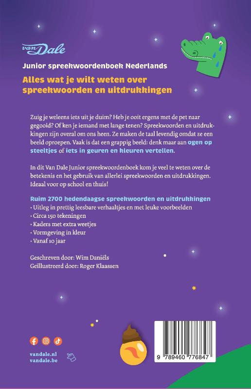 Achterkant van Van Dale Junior spreekwoordenboek