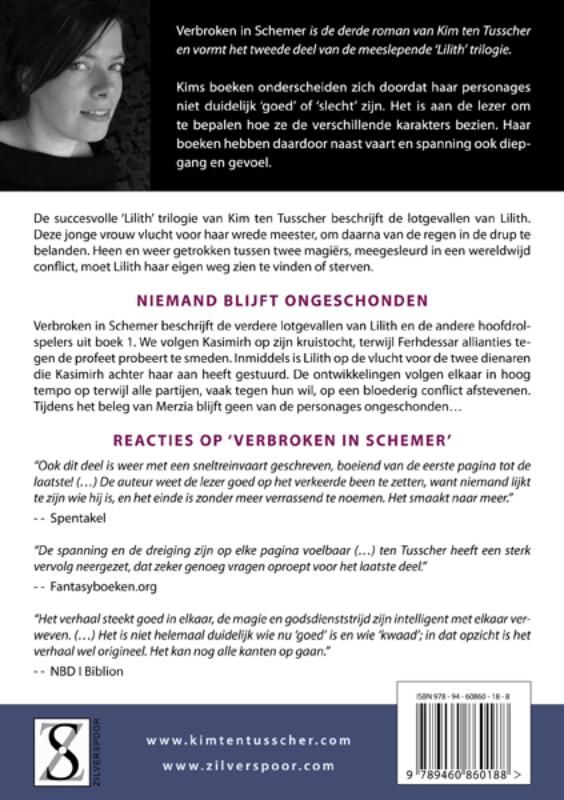 Achterkant van Verbroken in schemer