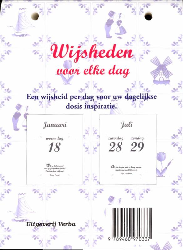 Achterkant van Scheurkalender 2012