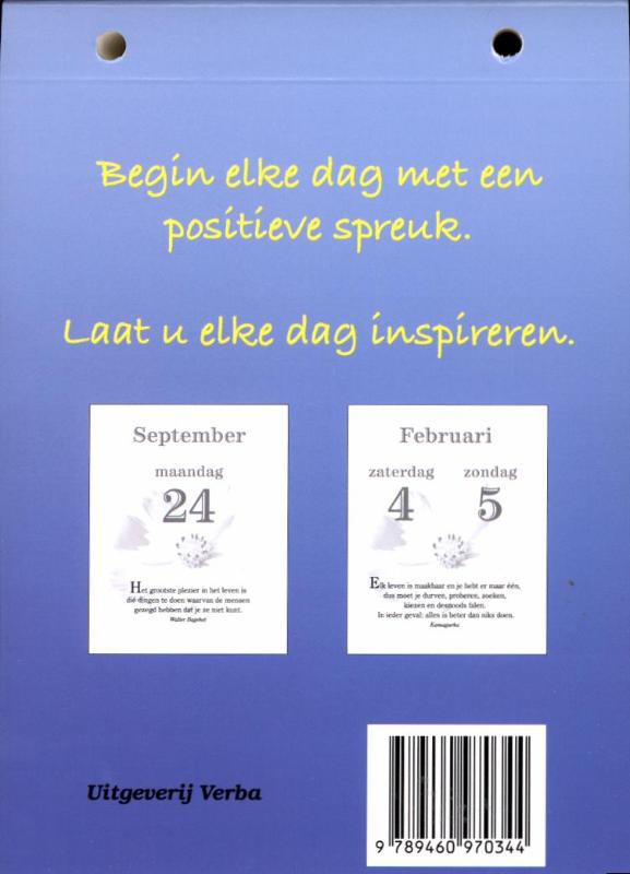 Achterkant van Scheurkalender 2012